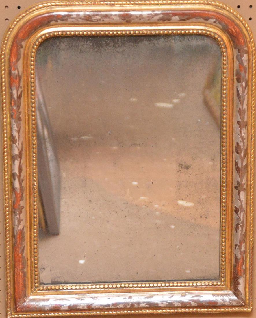 19th c. arched beaded gilt framed mirror, 27"h x 21"w (1 of 4)