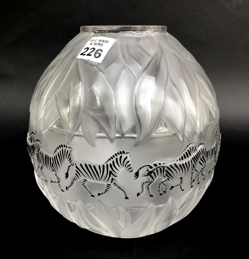 Lalique crystal Tanzania (Zebra) vase, 8 1/8"h (1 of 4)