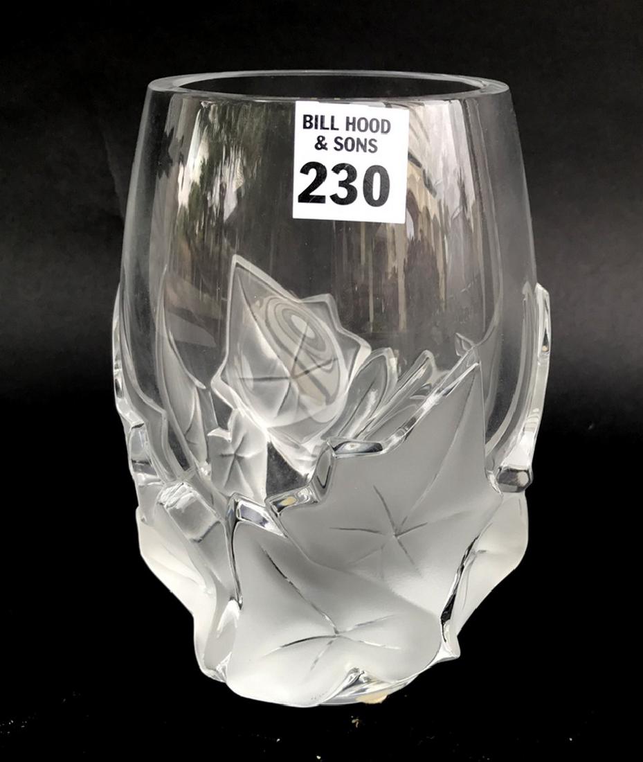 Lalique "Hedera" Ivy Leaf Vase, 7"h x 5"w (1 of 3)