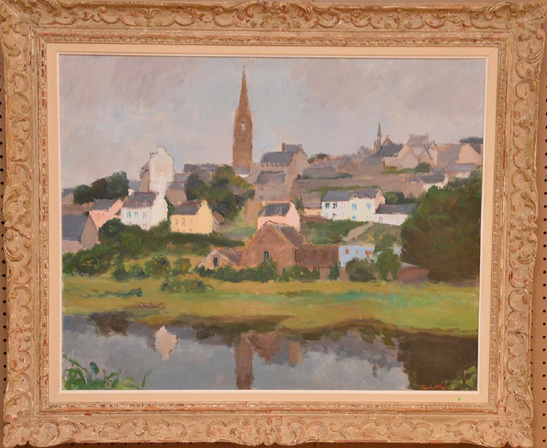 Georges Andre Klein (France 1901 - 1992) oil on: Georges Andre Klein (France 1901 - 1992) oil on canvas, Landscape-Pont Croix, 25 x 32 inches