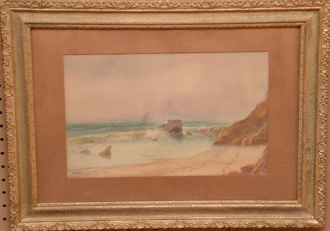 Russian watercolor Lagorio, waves crashing on the shore (1 of 5)
