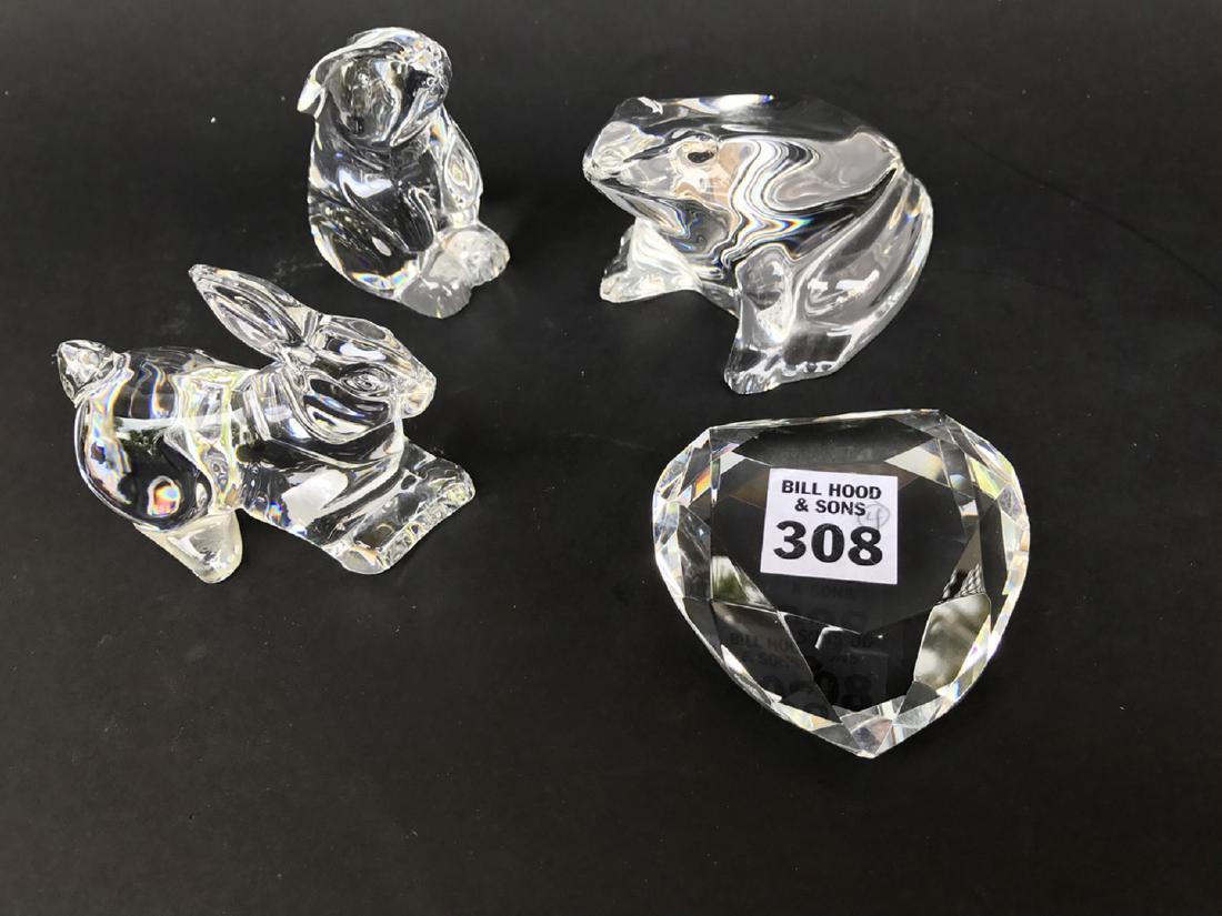 4 Baccarat figures, 2 rabbits, frog and heart (1 of 4)