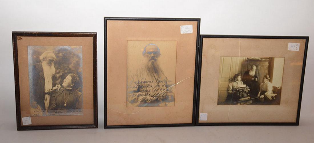 3 old photographs of Tulstoy, approx. 8 x 6 inches each (1 of 6)