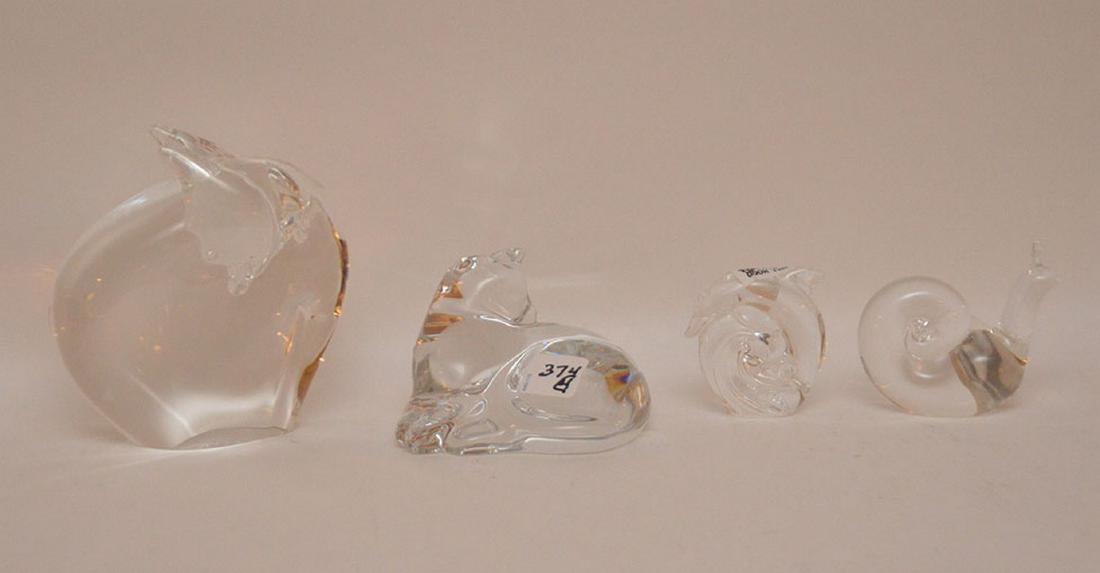 4 pieces, Steuben and Baccarat, snail, fish, cat and (1 of 1)
