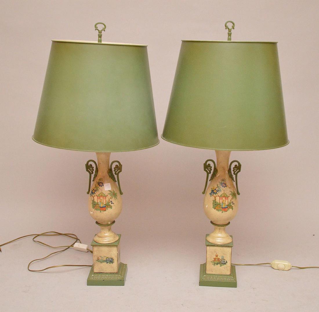 Pair composition urn form lamps, 39"h (1 of 5)