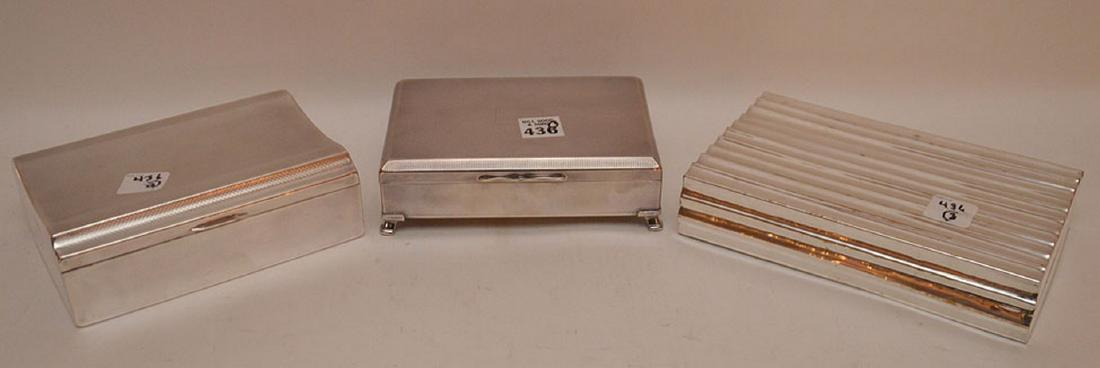 3 silver plate cigar humidors, 8"L, 6 1/2"L and 6 3/4"L (1 of 3)
