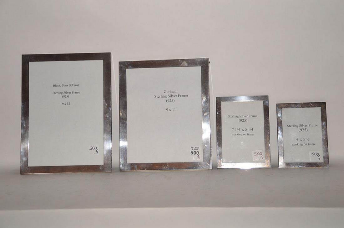 4 Sterling Silver Picture Frames. 1 Black Starr & Frost: 4 Sterling Silver Picture Frames. 1 Black Starr & Frost 9" x 12", 1 Gorham Sterling 9" x 11", 1 Frame 7 1/4" x 5 1/4", 1 Frame 4 1/2" x 5"