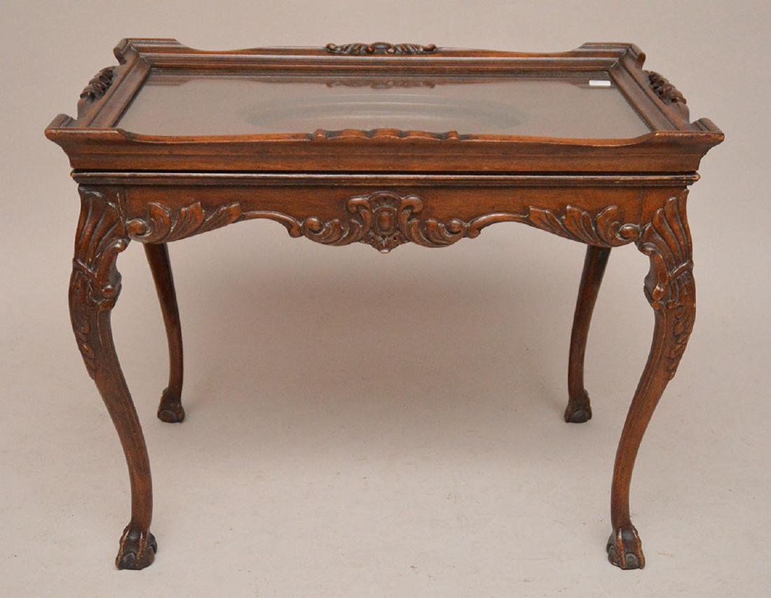 Coffee table, carved oval recessed center on Queen Ann (1 of 5)