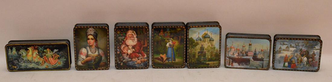 Lot 7 Assorted Russian Painted Lacquer Boxes. 6 Boxes 4 (1 of 5)