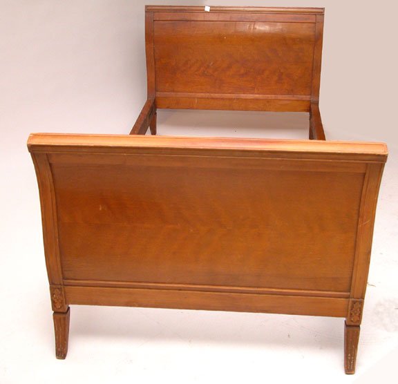 Antique, sleigh style, single bed frame: Antique, sleigh style, single bed frame