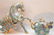 Pair blue cloisonné rearing horses, (6"h x 19"w) AND - 7