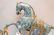 Pair blue cloisonné rearing horses, (6"h x 19"w) AND - 9