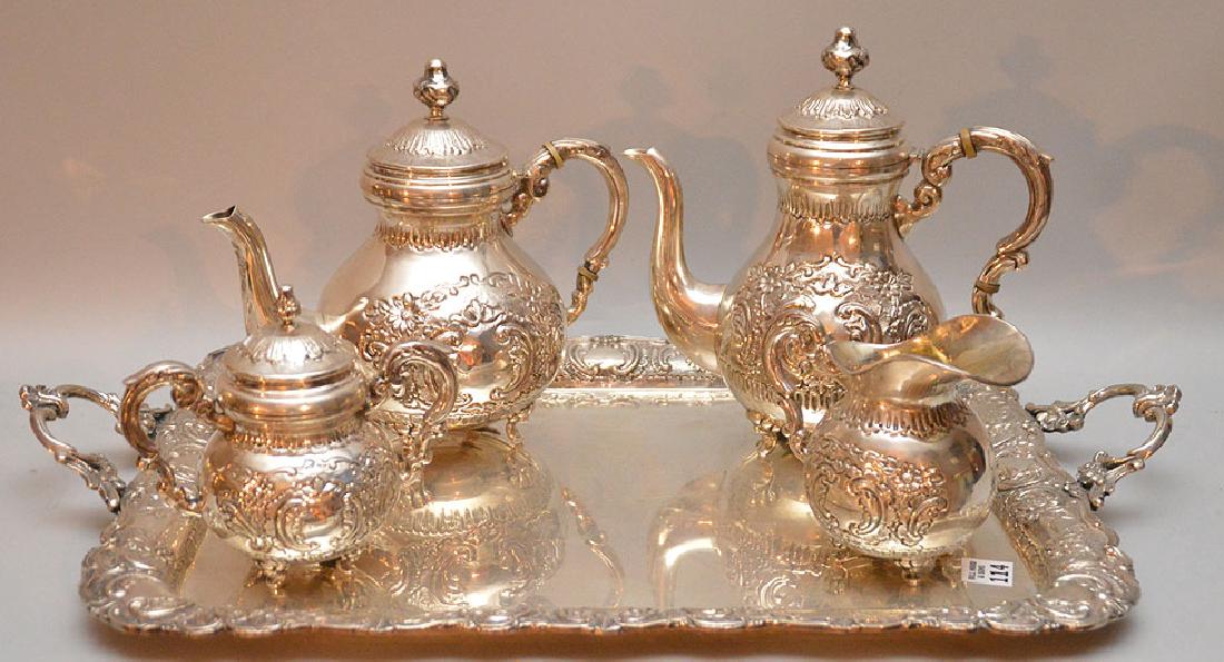 Sterling 5 pc. tea set, 925, 139 ozt (1 of 4)