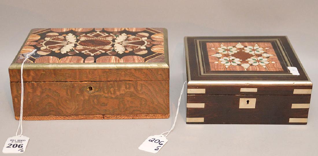 Two 19th Century Mahogany Boxes With Pietra Dura Tops. (1 of 7)