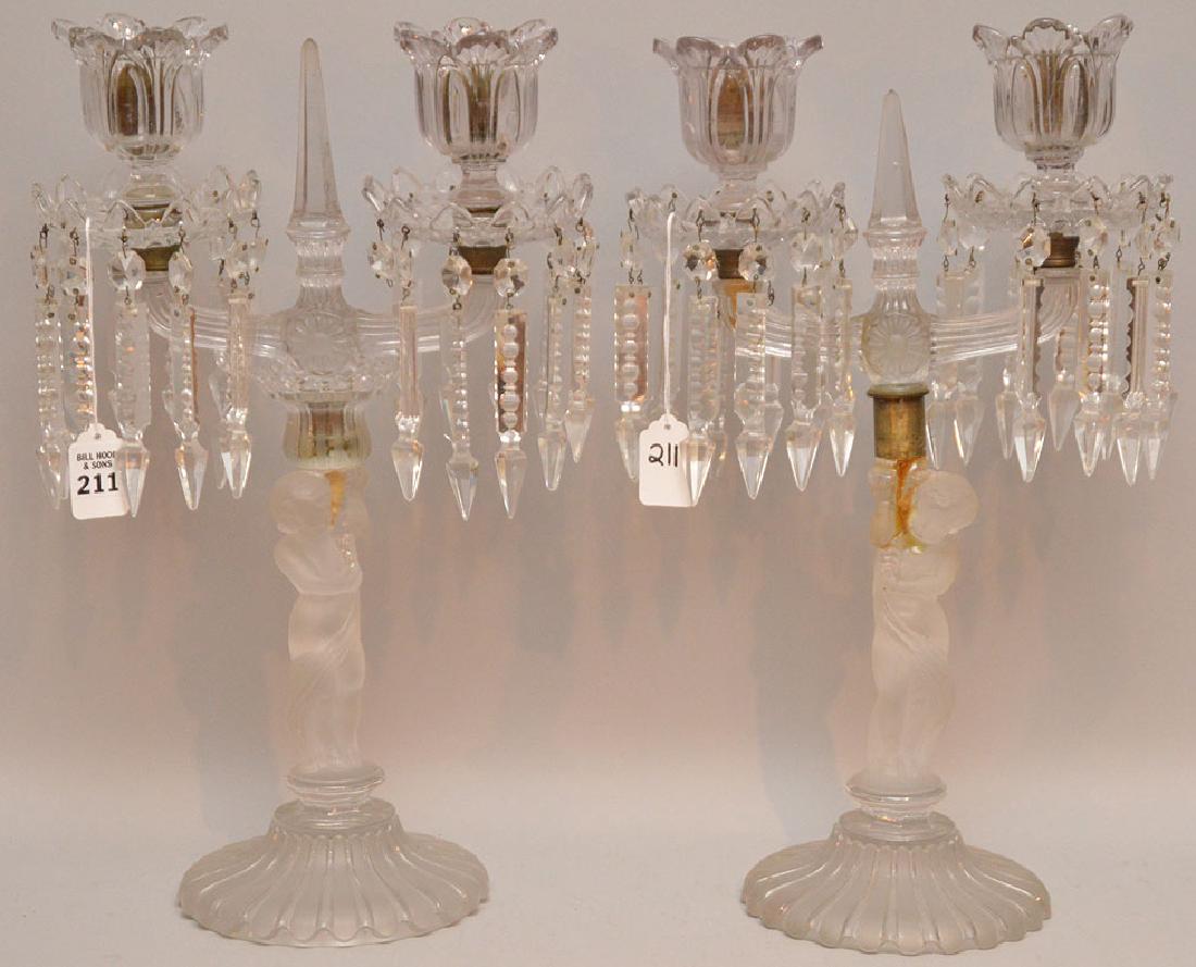 Pair Baccarat Candelabra with hurricane shades. (1 of 7)