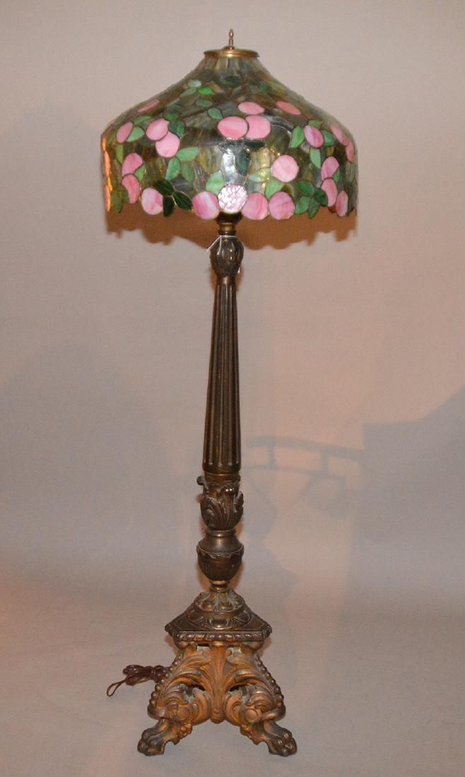 Floor lamp, reeded column with trifed base and signed (1 of 4)