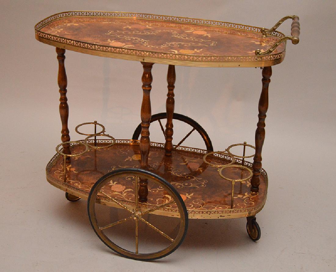 Italian Inlay 2 tier lacquered tea cart (1 of 3)