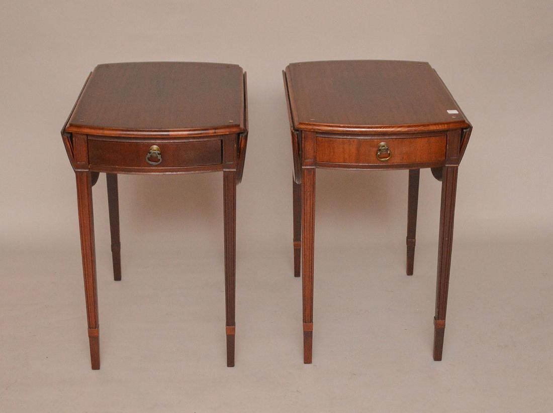 Pair mahogany drop leaf end tables with single drawers (1 of 4)
