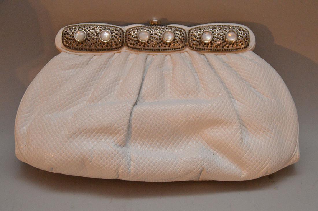 Judith Lieber white clutch Purse with chain strap (1 of 8)