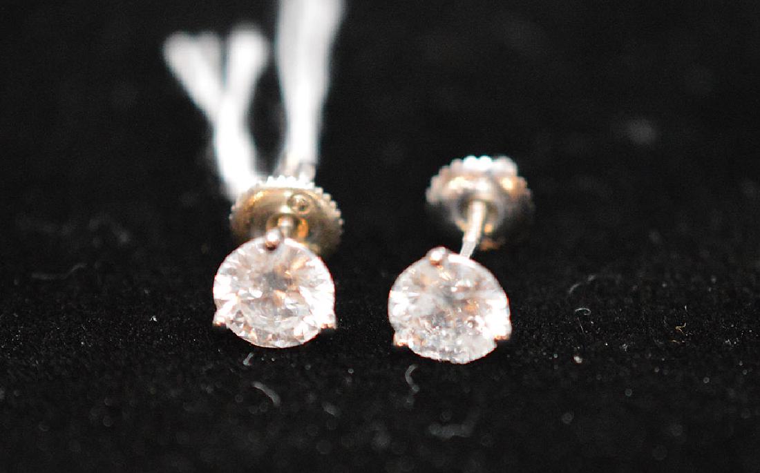 Diamond stud 3 prong earrings, white gold, 1.5 carat, 1: Diamond stud 3 prong earrings, white gold, 1.5 carat, 1 dwt