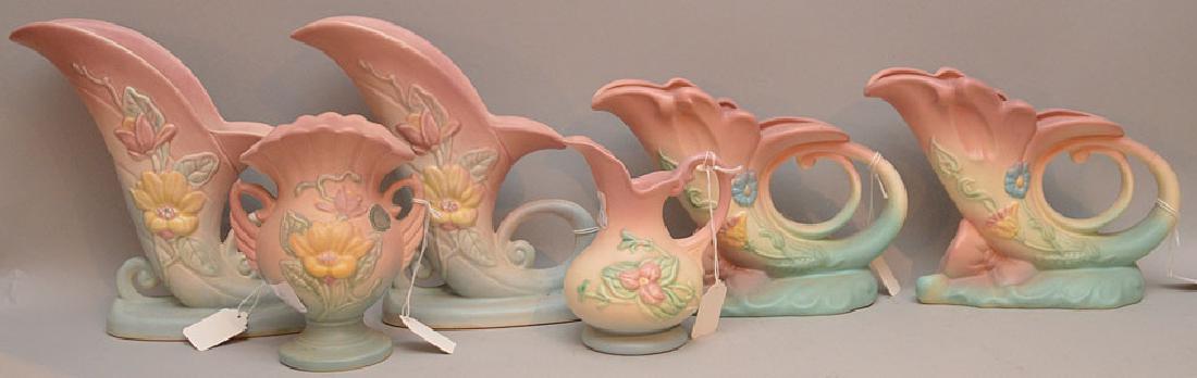 6pcs. Hull pottery, pair vases (9"h), pair vases (7"h) (1 of 5)