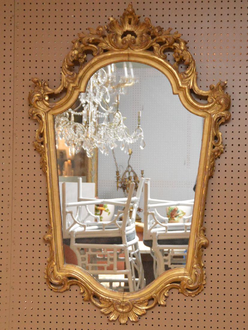 Giltwood foliate & scroll frame mirror, 47"h x 29"w (1 of 5)