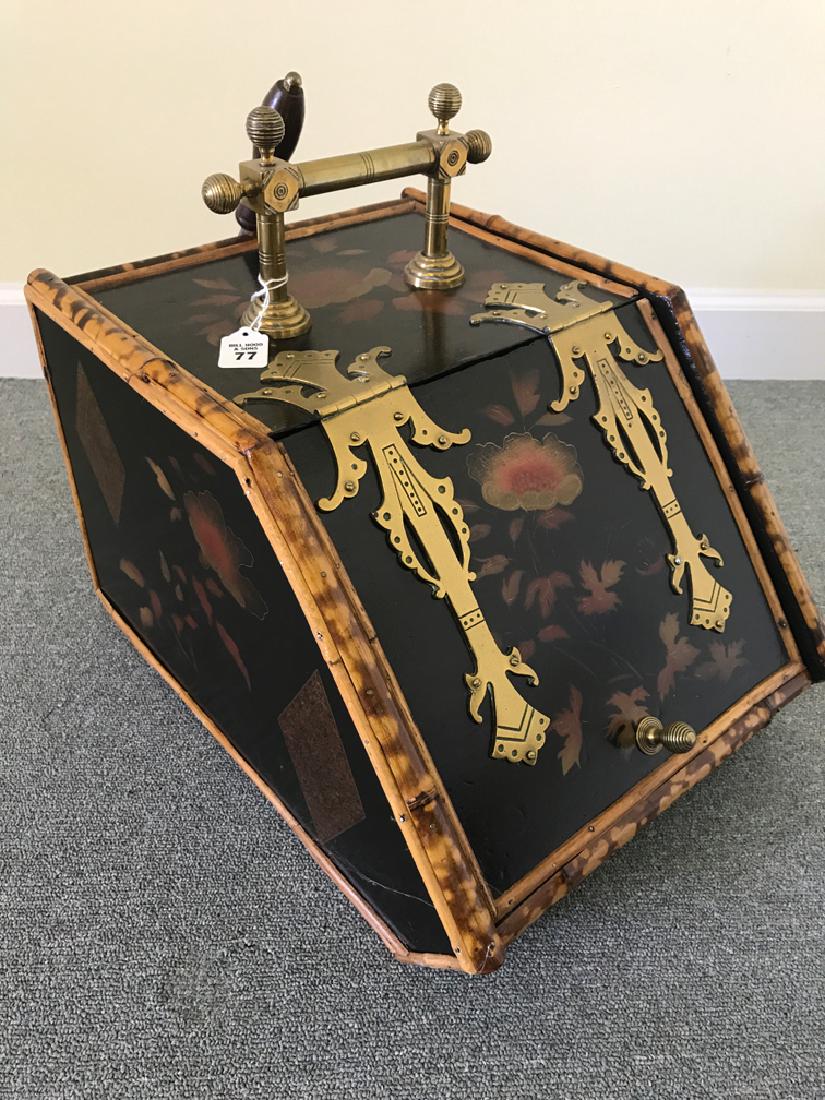 19th c. English bamboo coal shuttle, 17"h x 14"w x 19"d (1 of 3)
