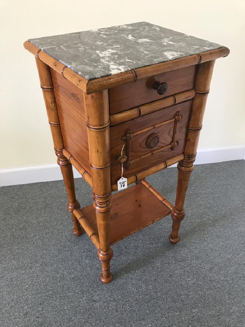 Faux bamboo wood stand, English 19th c. with marble (1 of 4)
