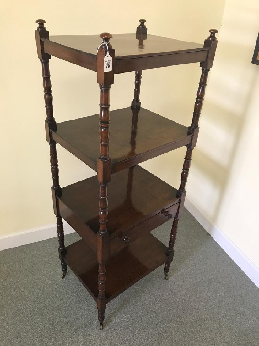 19th c. mahogany 4 tier stand, 51"h x 19"w x 15"d (1 of 4)