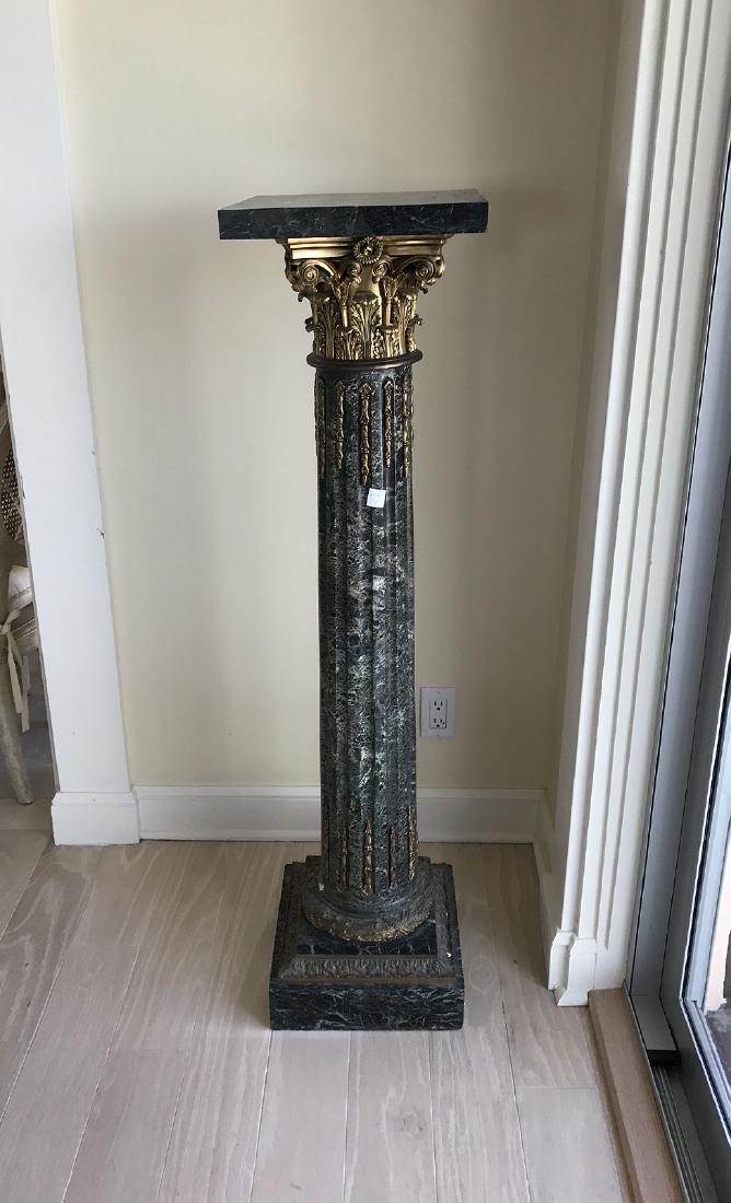 Green marble columnar pedestal with gilt metal (1 of 5)