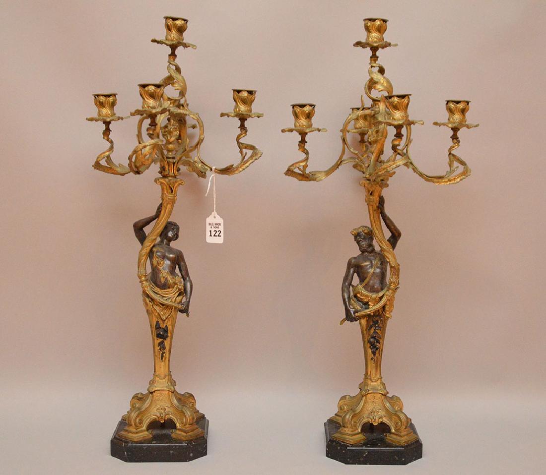 Pair gilt patinated bronze, 5 light candelabra, 25 (1 of 10)