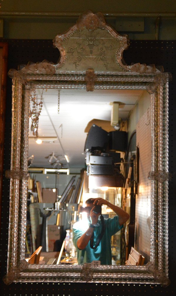Venetian glass mirror, 50"h x 30"w one flower pedal (1 of 8)