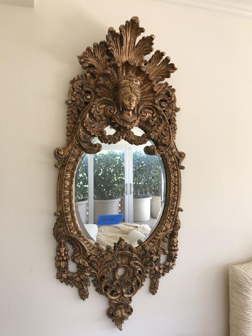 Pair faux gilded ornate mirrors (Styrofoam), 59" x 25" (1 of 4)