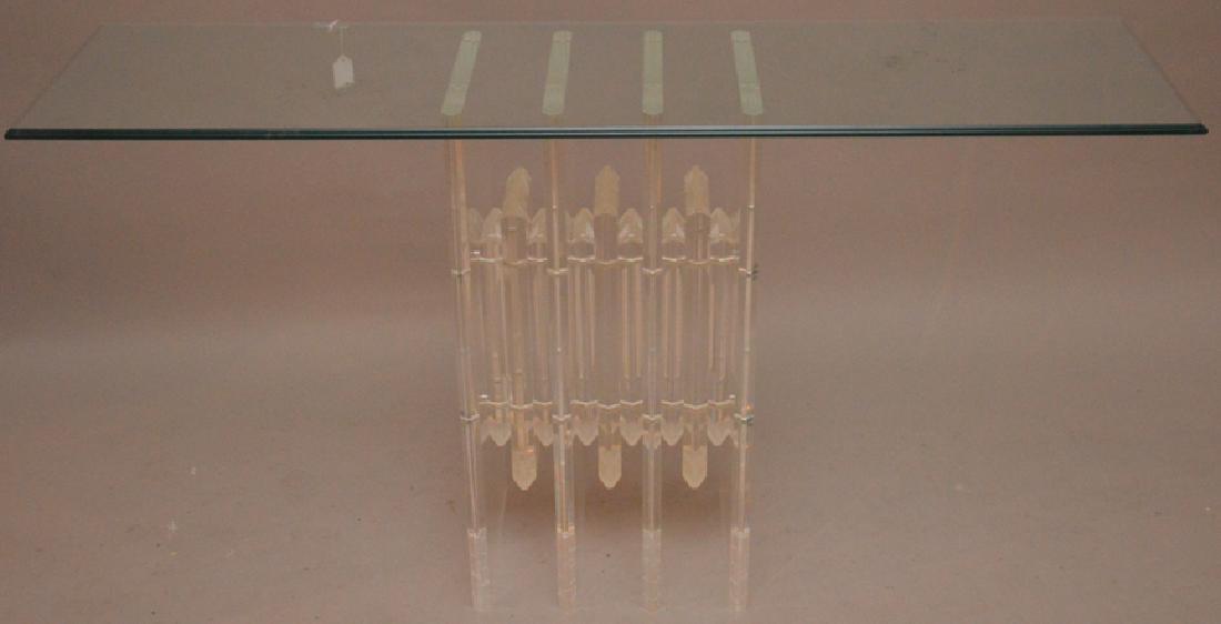 Lucite & glass console, 29"h x 54"w x 16"d (Lucite in (1 of 3)