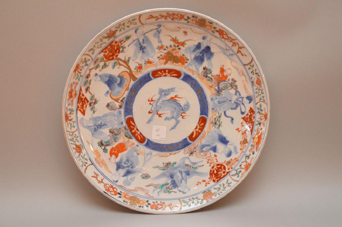 19th c. Japanese Imari porcelain charger, 14"dia: 19th c. Japanese Imari porcelain charger, 14"dia