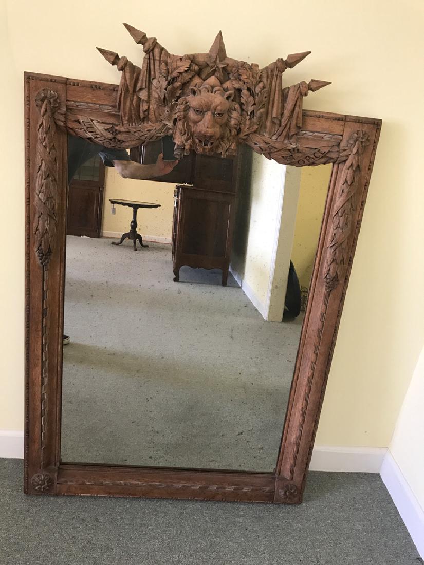 French carved oak lion mask mirror, 52"h x 34"w (1 of 7)