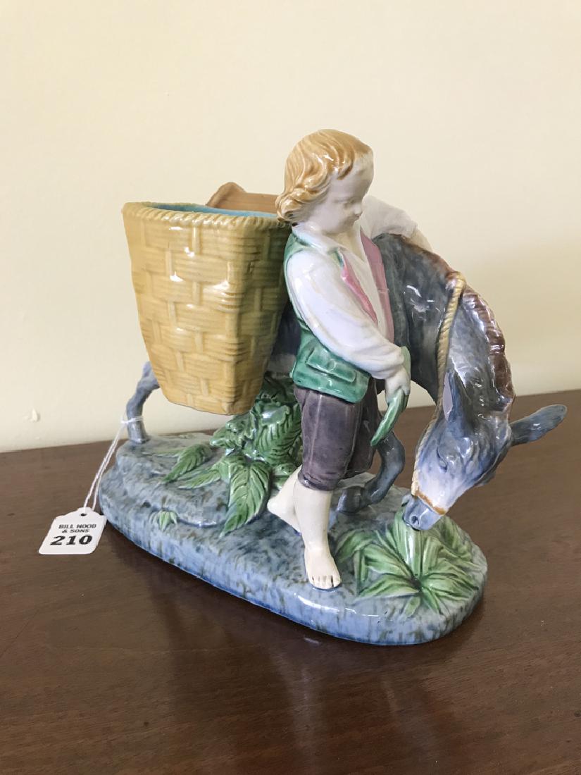 Minton Majolica group, boy and donkey, English 1870, (1 of 10)