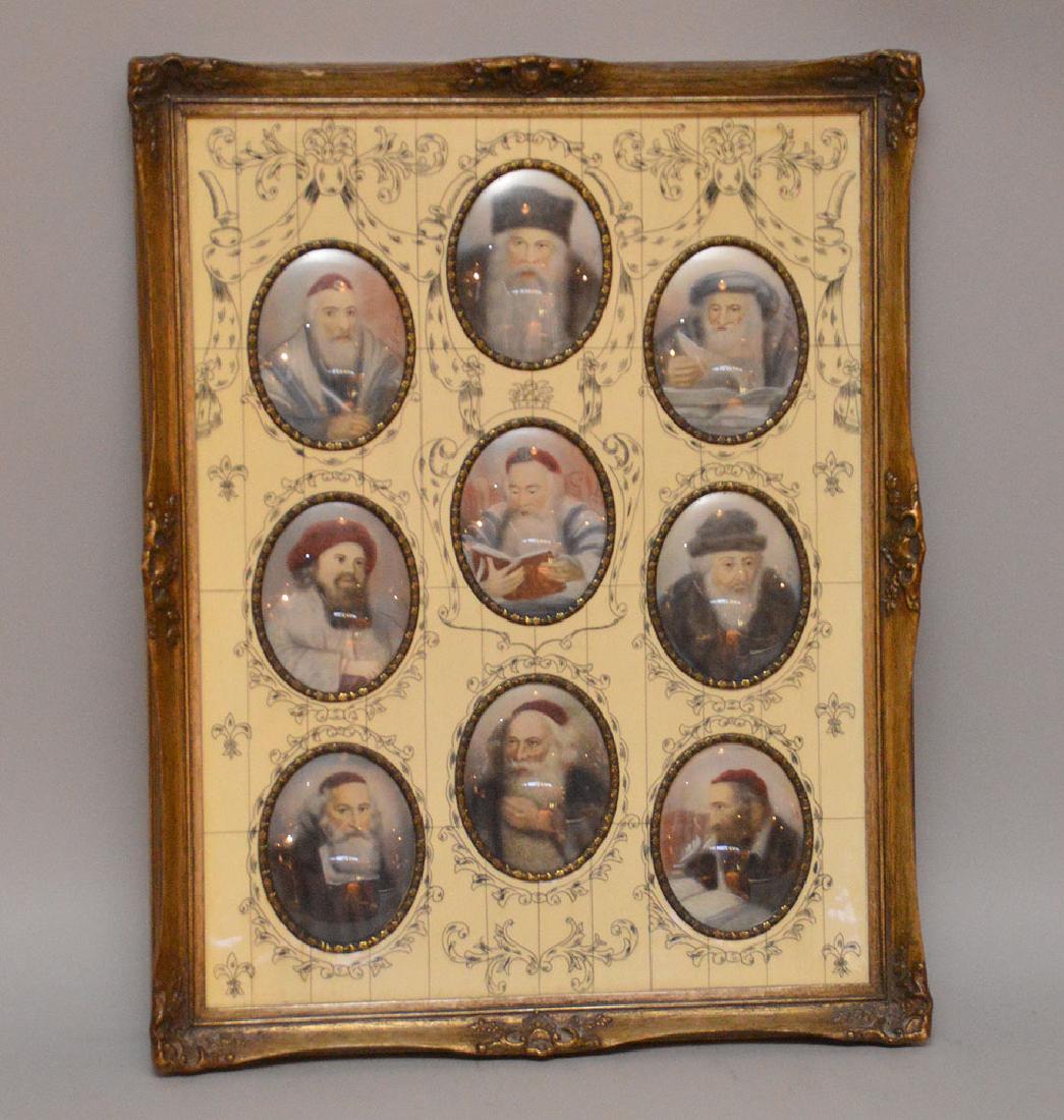 9 hand painted Miniature Judaica portraits framed (1 of 5)