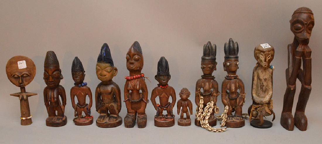 11 Assorted carved African figures, mostly 11"h, some (1 of 7)