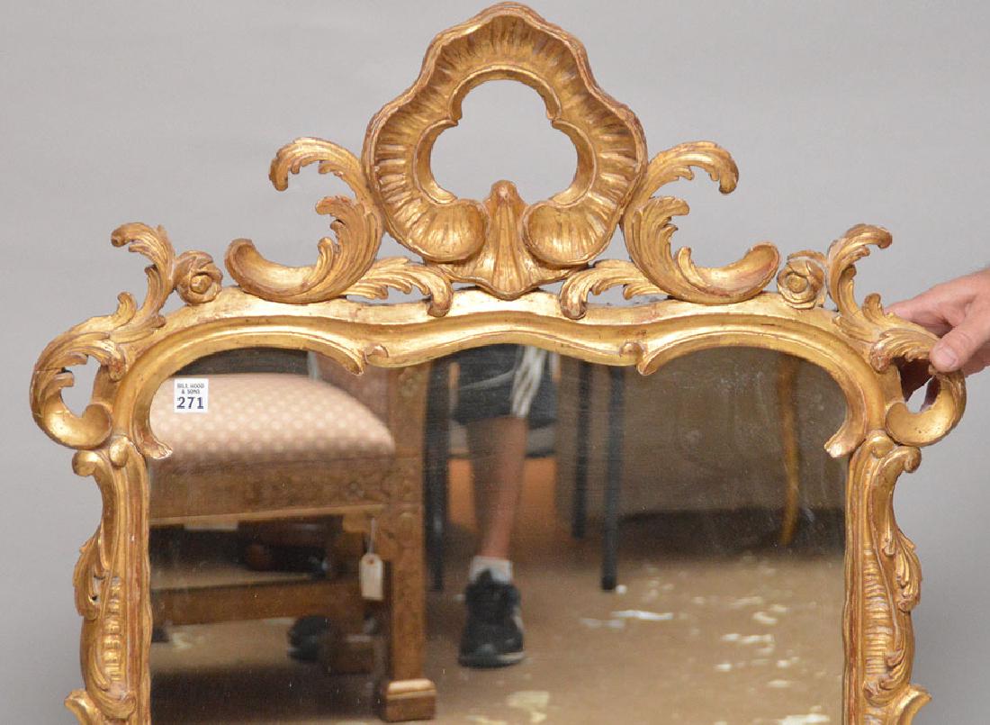 French style gilt carved Rococo mirror, 48"h x 28"w (1 of 3)