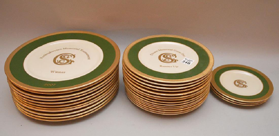 Lenox chinaware with green and gold border, Gulf Stream (1 of 6)