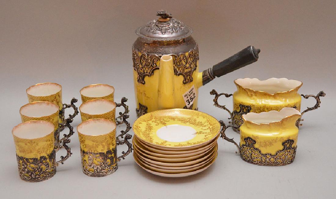 Staffordshire, English chocolate pot, creamer, sugar, 6 (1 of 5)