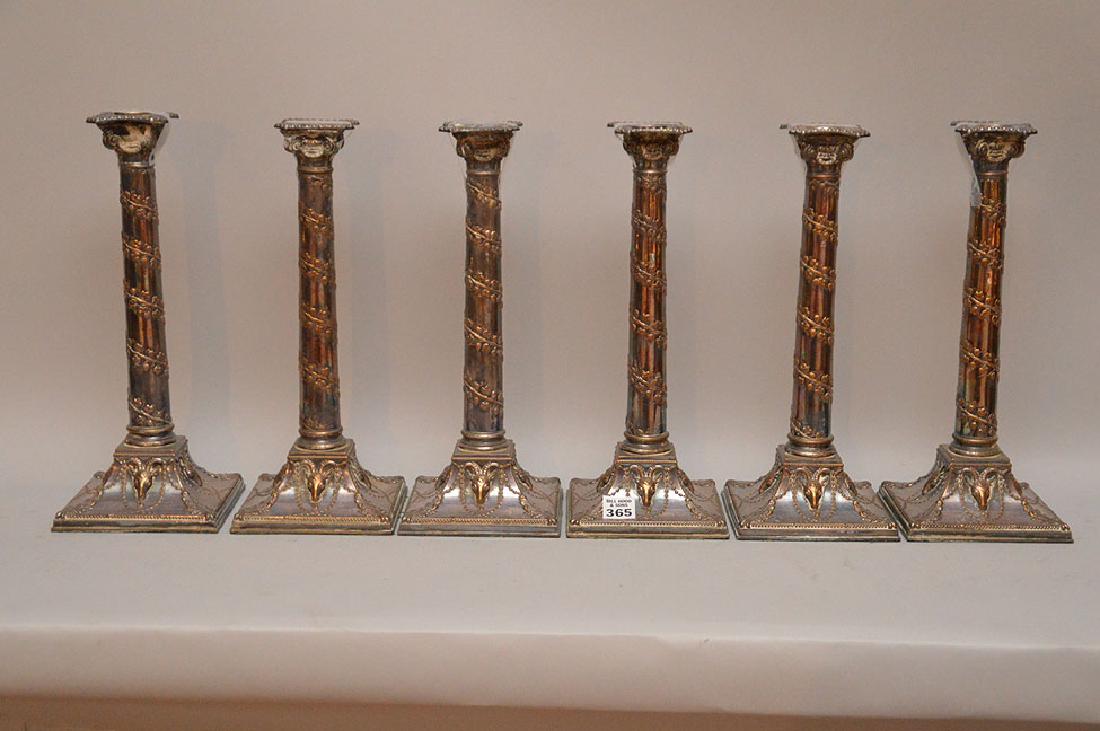 6 vintage silver plate candlesticks, 13"h (1 of 6)