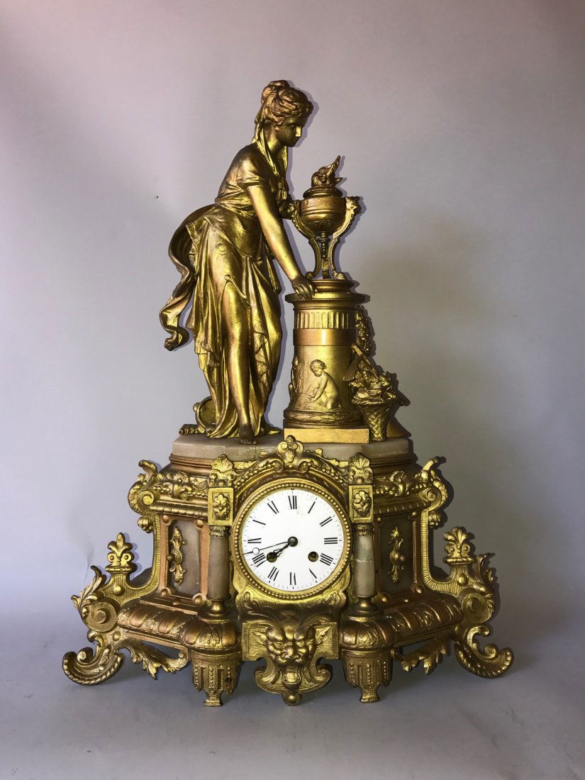 French Bronze Clock, rough condition (1 of 4)