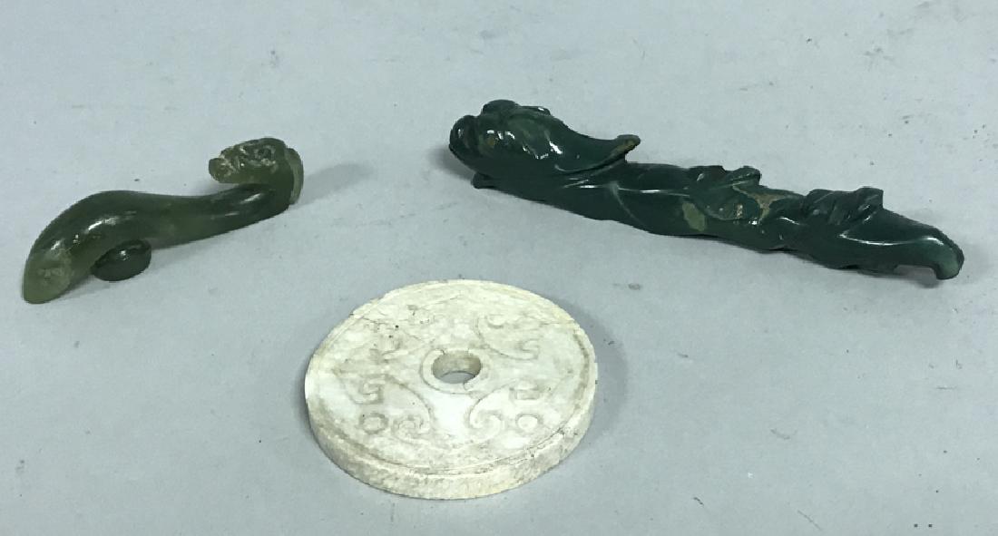 3 antique jade articles, incl; one belt buckle (2 (1 of 7)