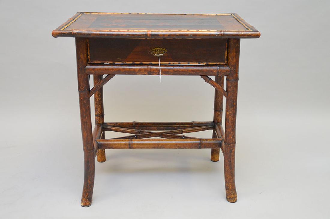 Bamboo table with Asian motif, 29"h x 29" x 22" (1 of 7)