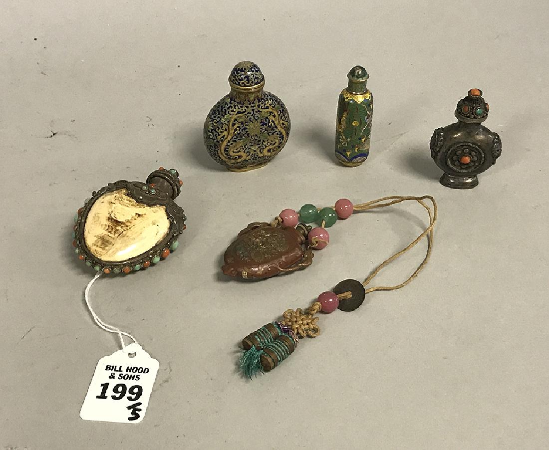 5 Antique Snuff Bottles.  1 Bronze with multi-tone (1 of 10)