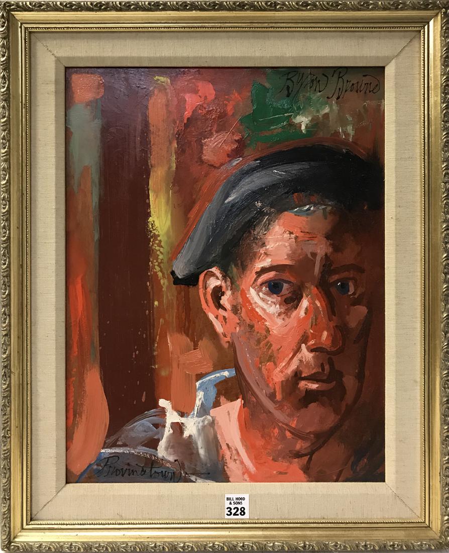 2 pieces by Byron Browne (AMERICAN, 1907-1961) oil on: 2 pieces by Byron Browne (AMERICAN, 1907-1961) oil on board, portrait of a man, titled Provincetown, dated 1961, approx. 18in. X 14inches, sold w/ Portrait of Ester 1961, 20inches x 26inches , inscrib