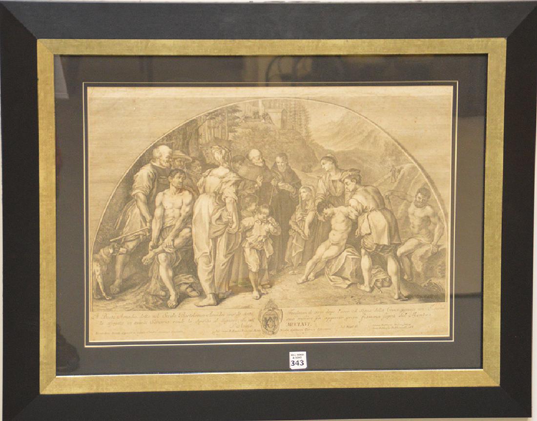 Antique Engraving religious scene, sight size 15-1/2 (1 of 6)