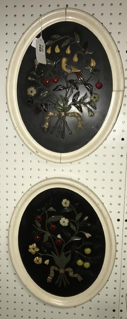 Late 19th c. Italian Oval framed plaques with hardstone (1 of 1)
